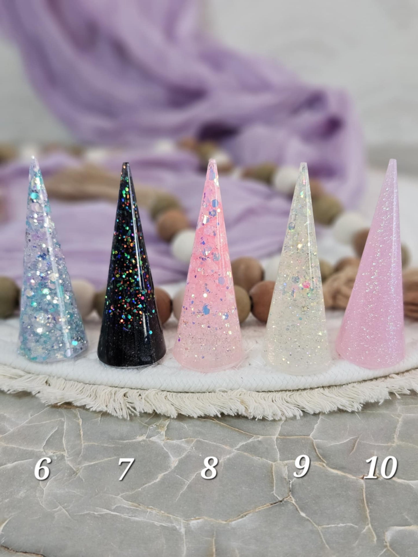 Glittering Resin Ring Cone for Elegant Jewelry Display and Home Décor, Ready to Ship