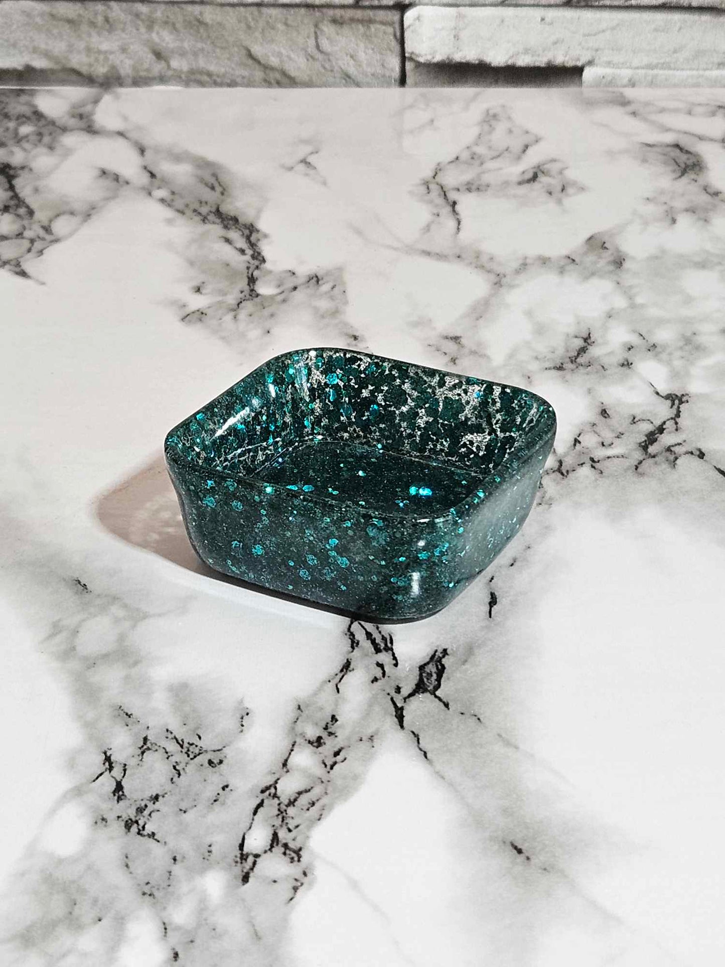 Emerald Green Glitter Square Jewelry Dish, Mother's Day, Gift