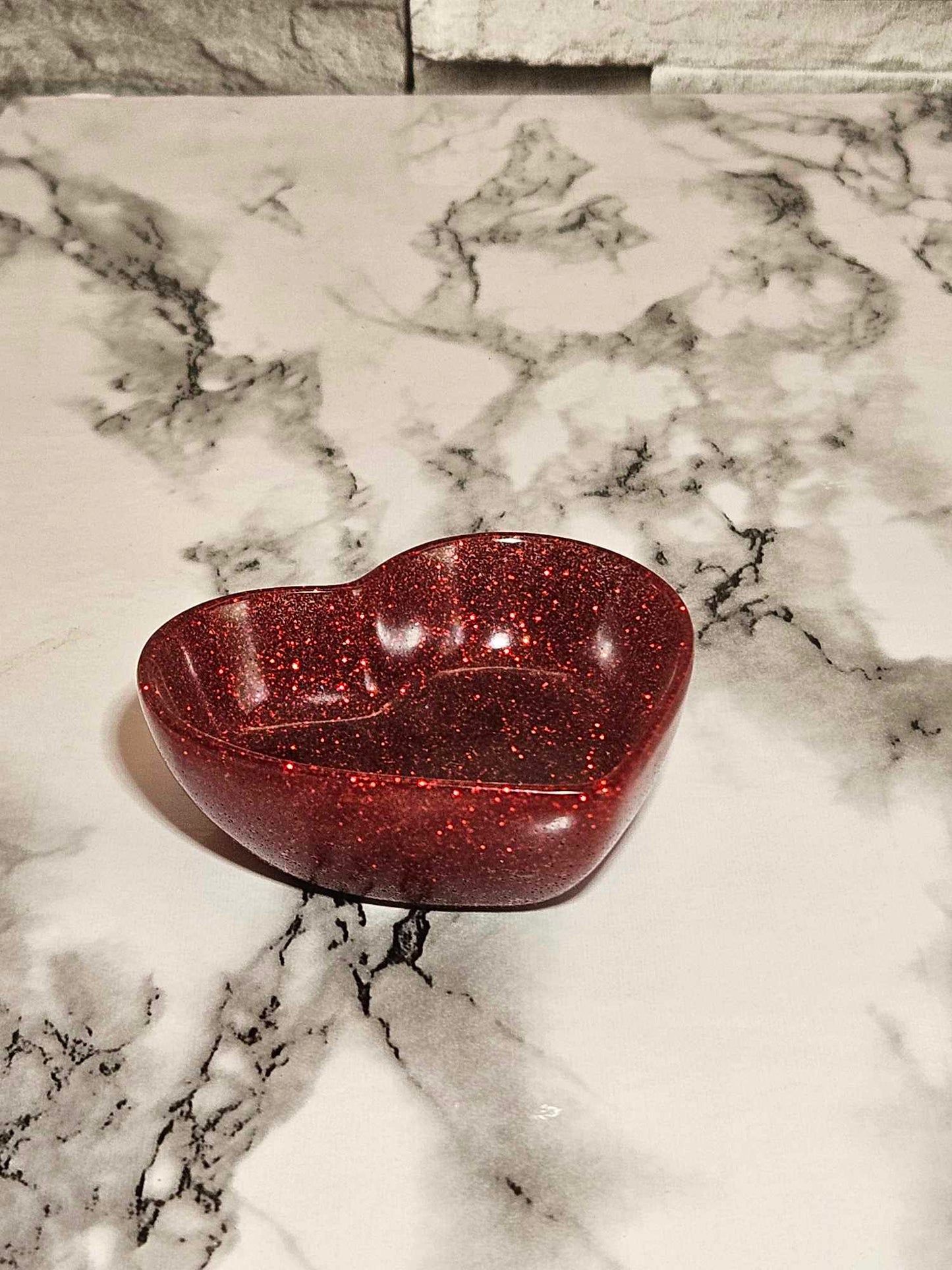 Red Glitter Heart Jewelry Dish, Mother's Day, Gift
