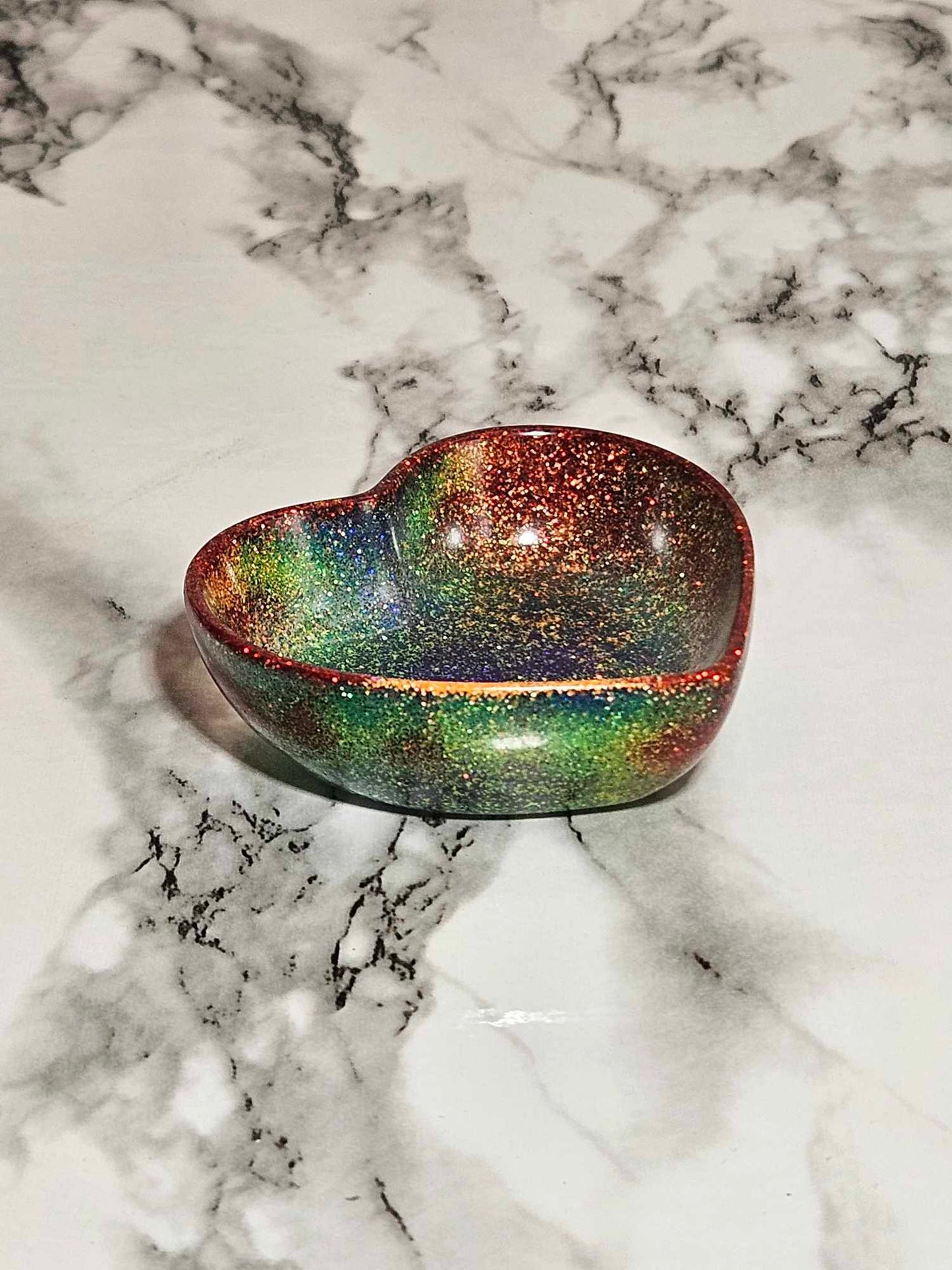 Rainbow Glitter Heart Jewelry Dish, Mother's Day, Gift