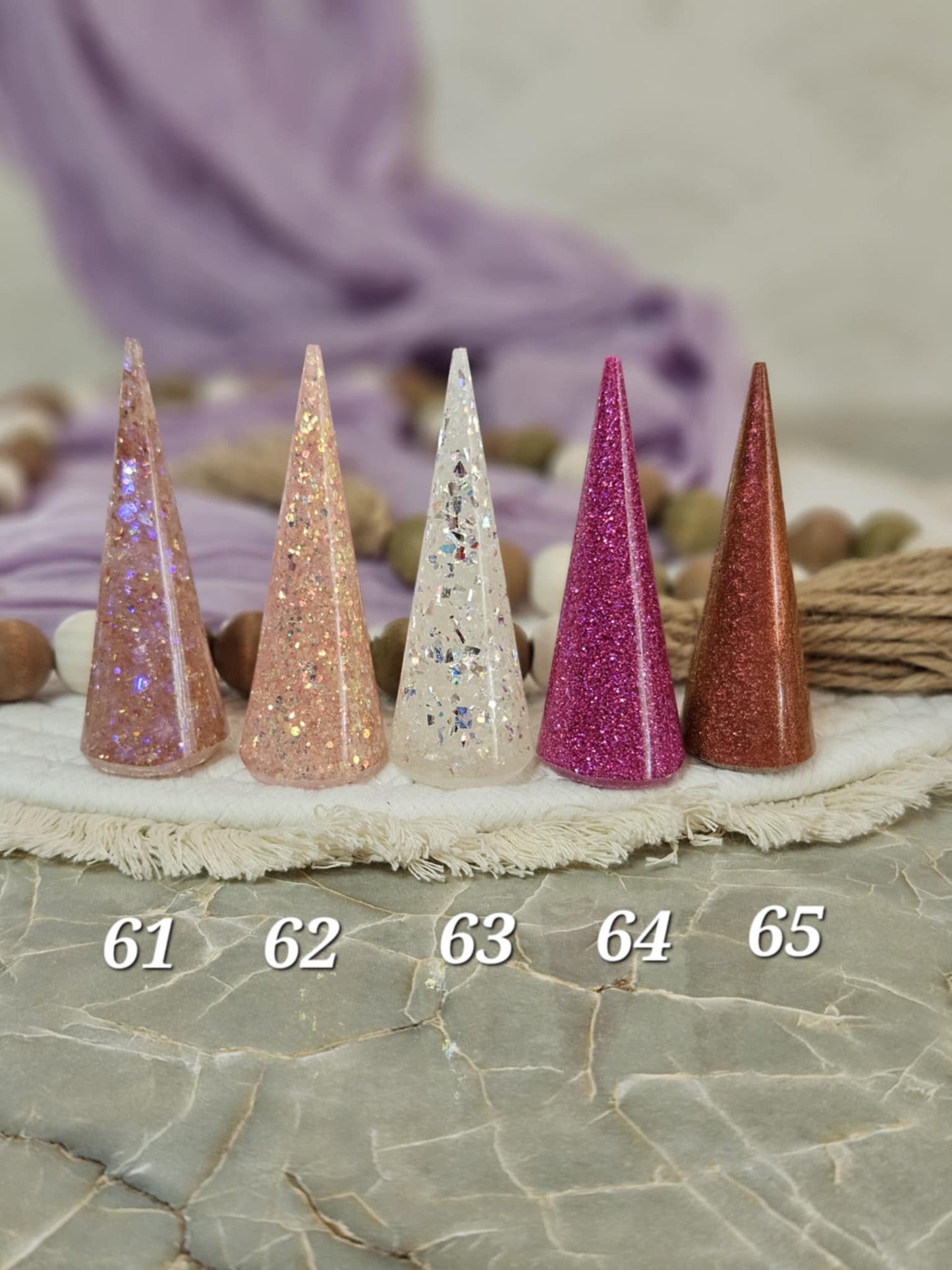 Glittering Resin Ring Cone for Elegant Jewelry Display and Home Décor, Ready to Ship