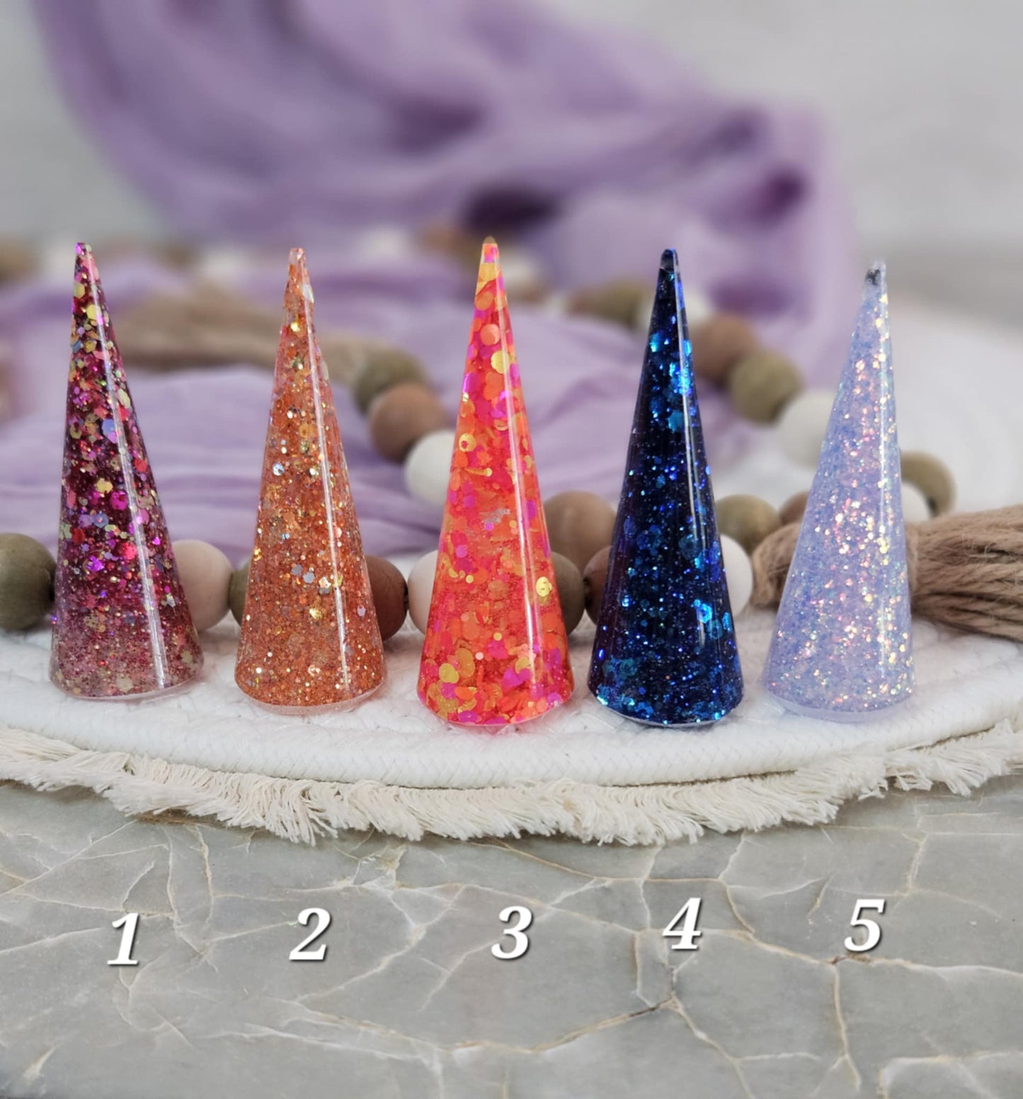Glittering Resin Ring Cone for Elegant Jewelry Display and Home Décor, Ready to Ship