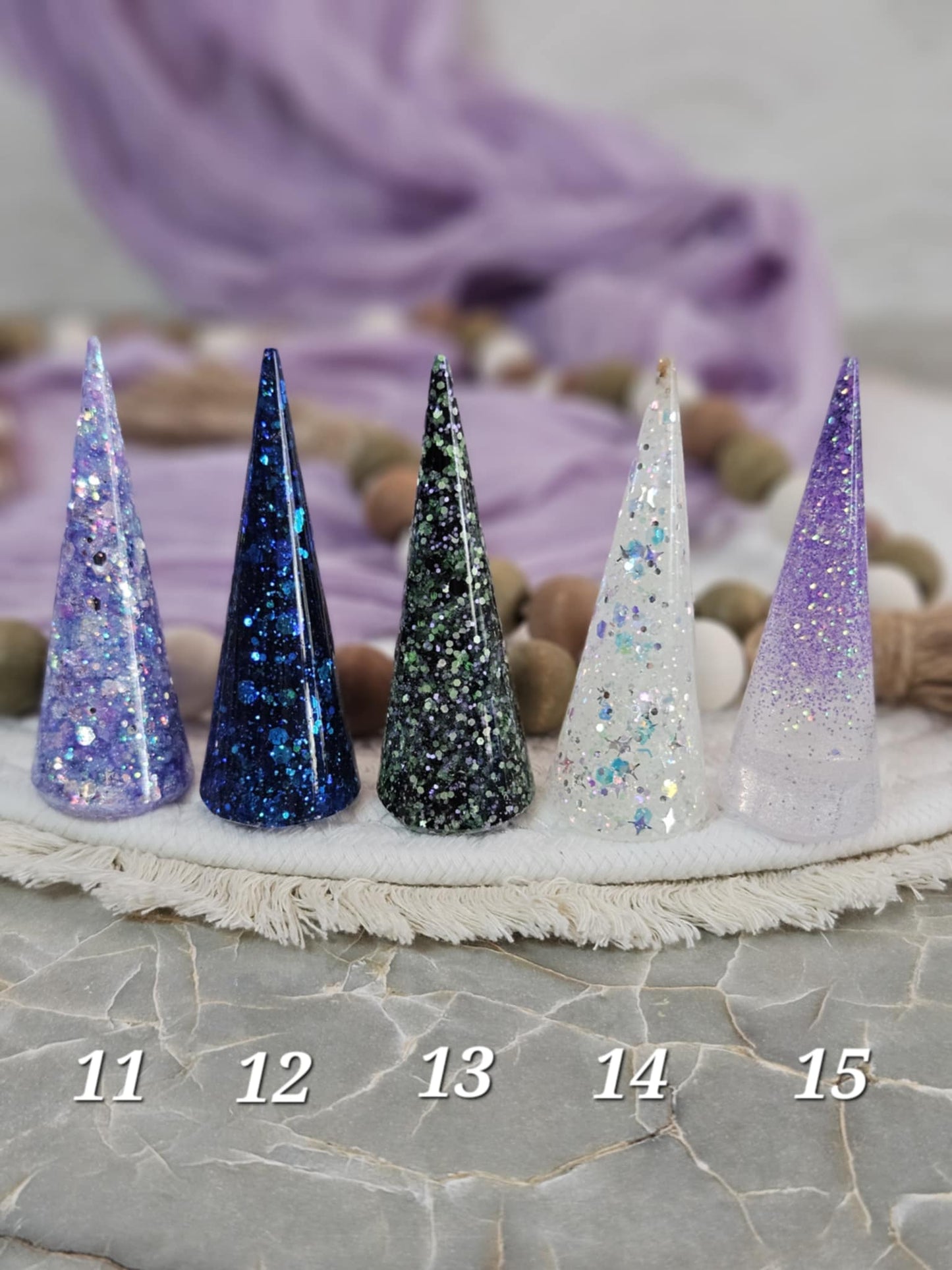 Glittering Resin Ring Cone for Elegant Jewelry Display and Home Décor, Ready to Ship