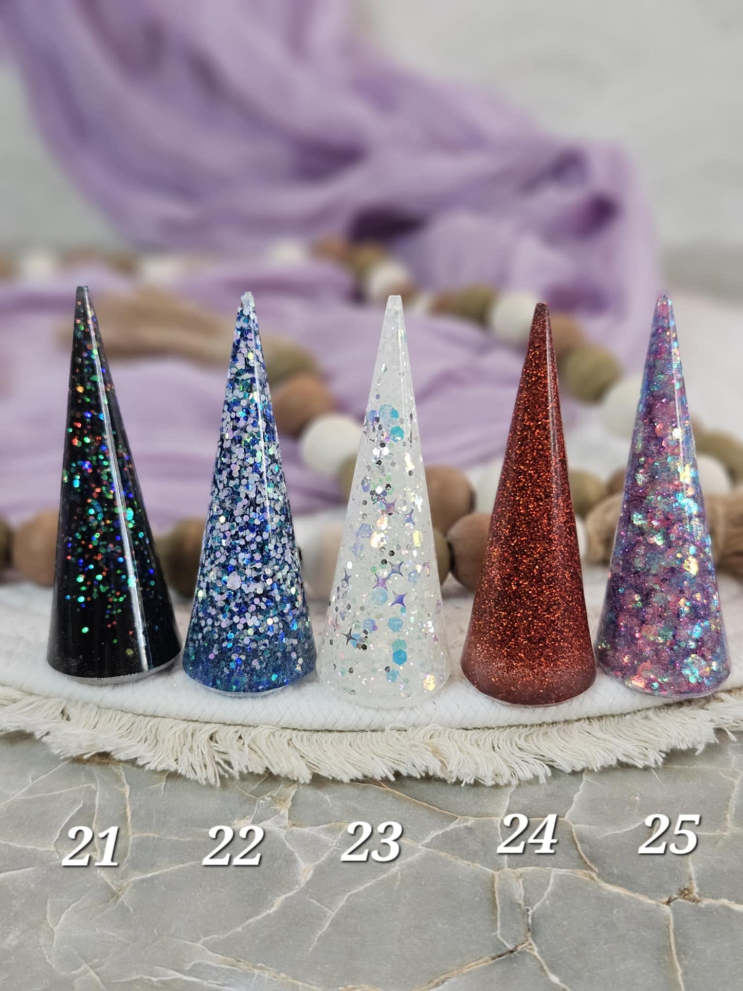 Glittering Resin Ring Cone for Elegant Jewelry Display and Home Décor, Ready to Ship