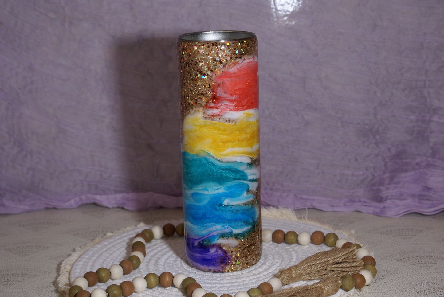 37-30oz Rainbow Ink Swirl Tumbler