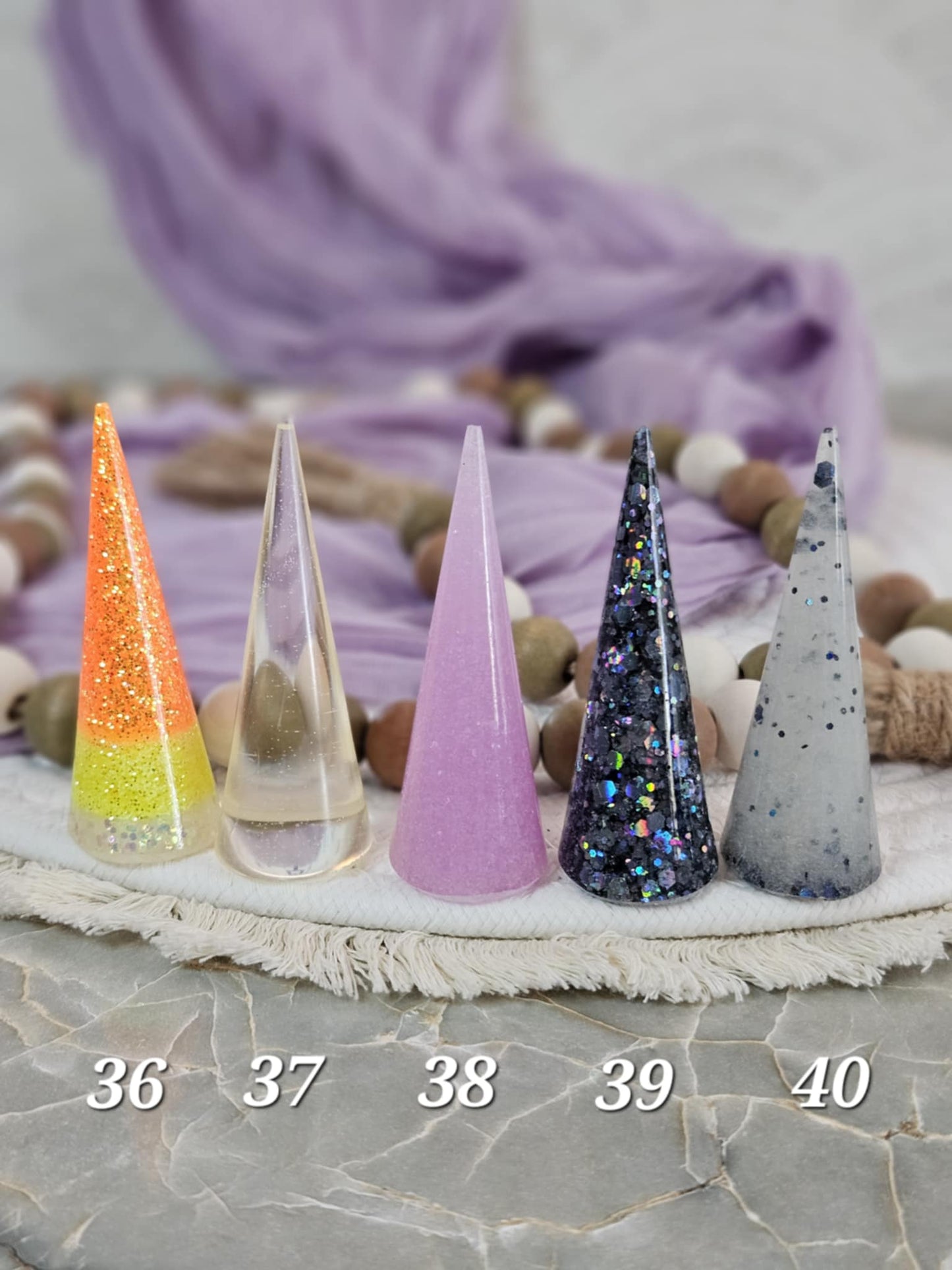 Glittering Resin Ring Cone for Elegant Jewelry Display and Home Décor, Ready to Ship