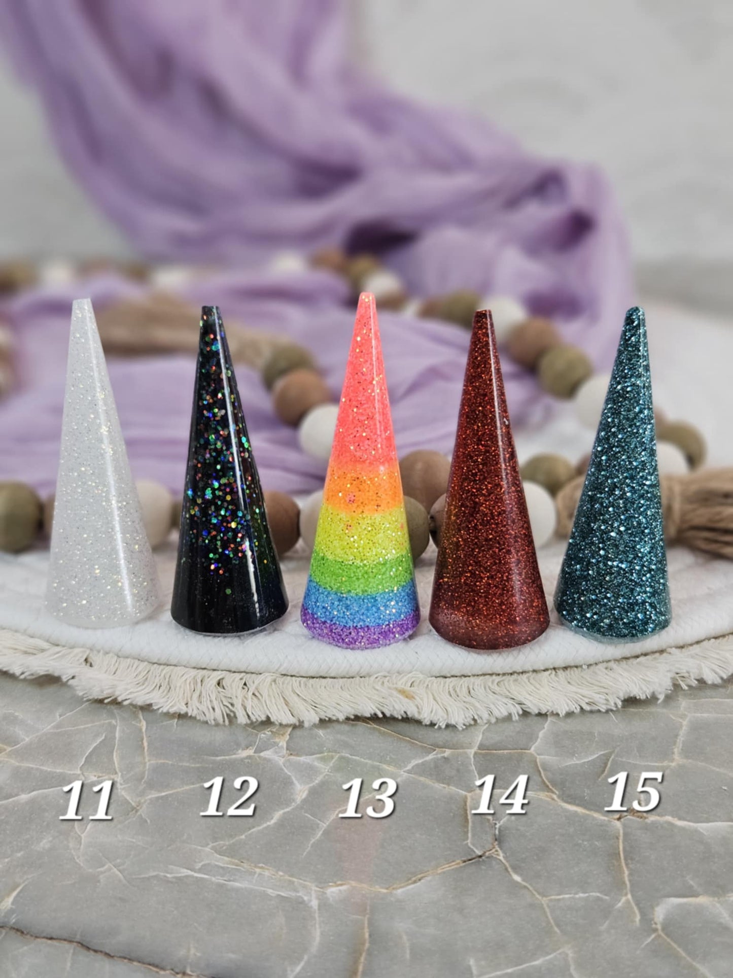 Glittering Resin Ring Cone for Elegant Jewelry Display and Home Décor, Ready to Ship, Slightly Flawed