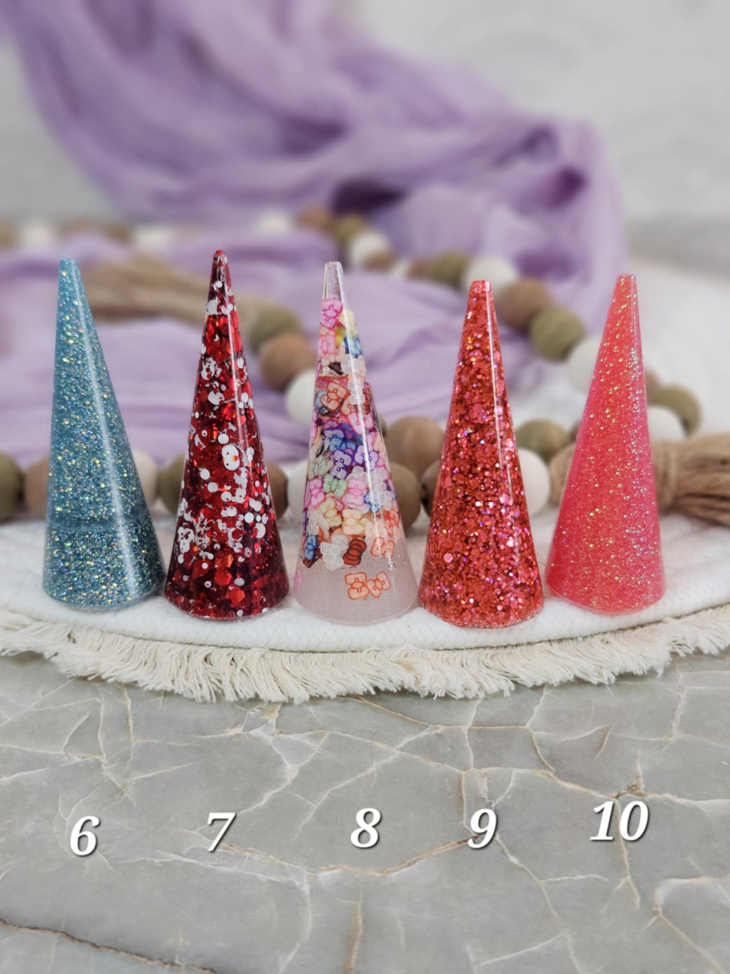 Glittering Resin Ring Cone for Elegant Jewelry Display and Home Décor, Ready to Ship, Slightly Flawed