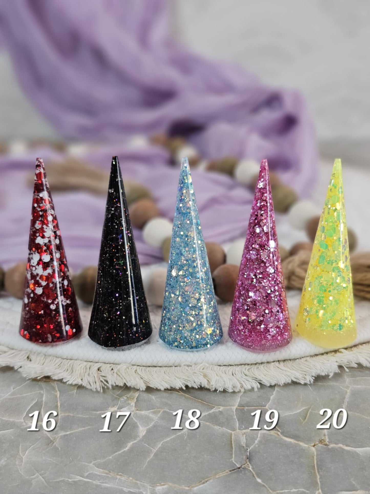 Glittering Resin Ring Cone for Elegant Jewelry Display and Home Décor, Ready to Ship