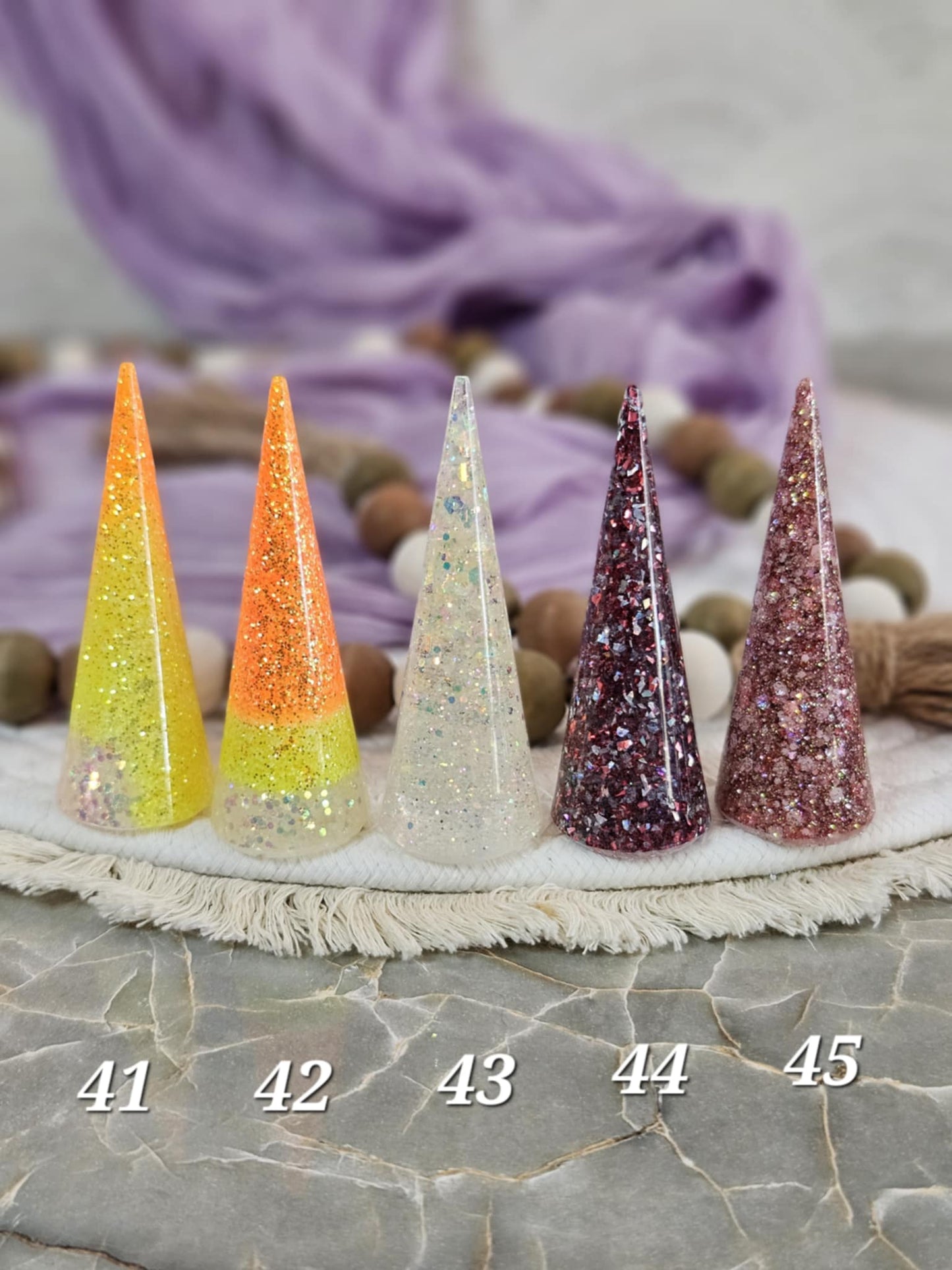 Glittering Resin Ring Cone for Elegant Jewelry Display and Home Décor, Ready to Ship