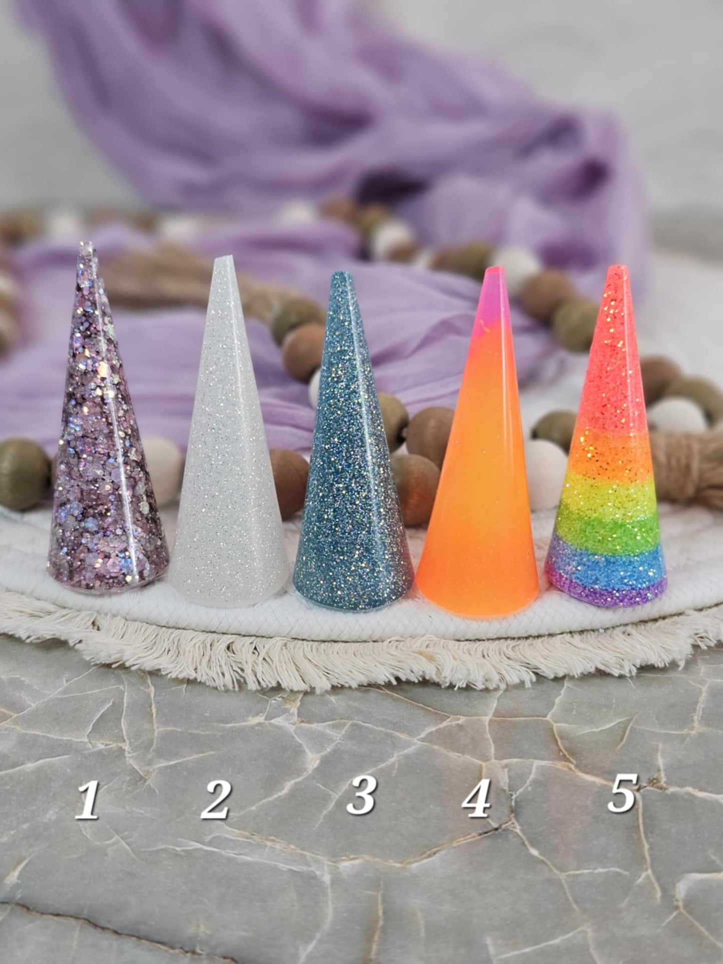 Glittering Resin Ring Cone for Elegant Jewelry Display and Home Décor, Ready to Ship, Slightly Flawed