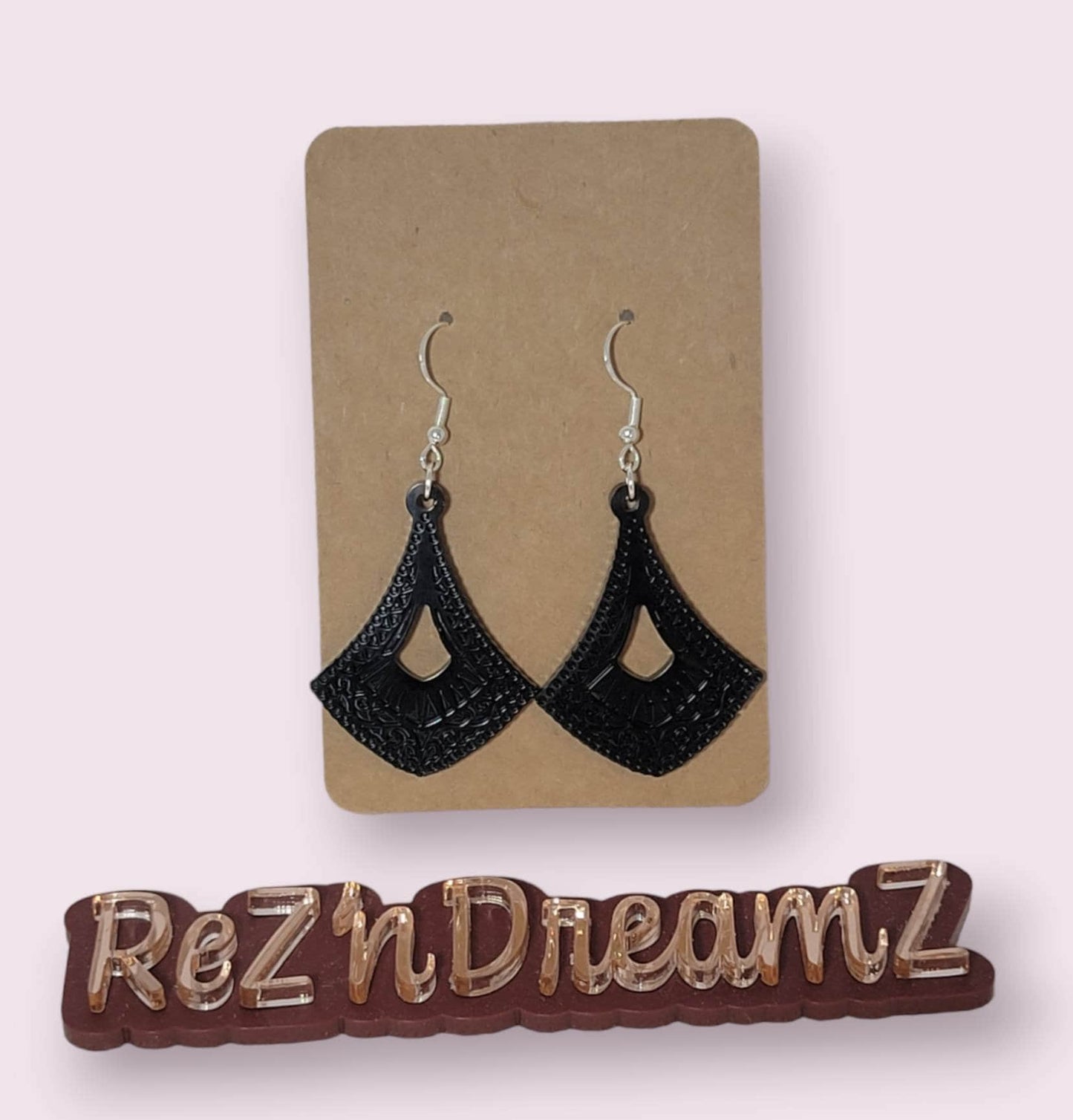 Black Fishhook Resin Earrings, Mother's Day, Gift, .925 sterling silver plated