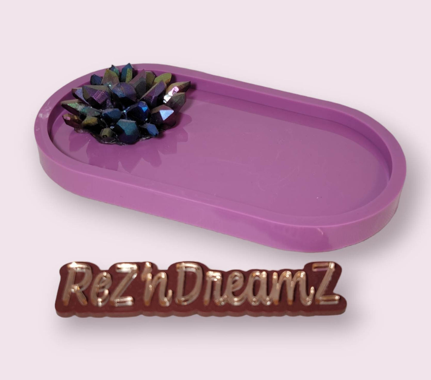 Purple Crystal Tray, Oval Jewelry Tray, Mother's Day, Gift