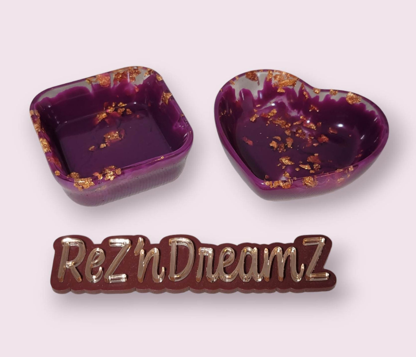 Purple and Rose Gold Tray set, Oval Jewelry Tray, Mother's Day, Gift