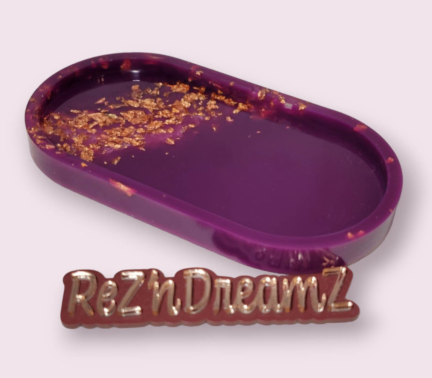 Purple and Rose Gold Tray set, Oval Jewelry Tray, Mother's Day, Gift