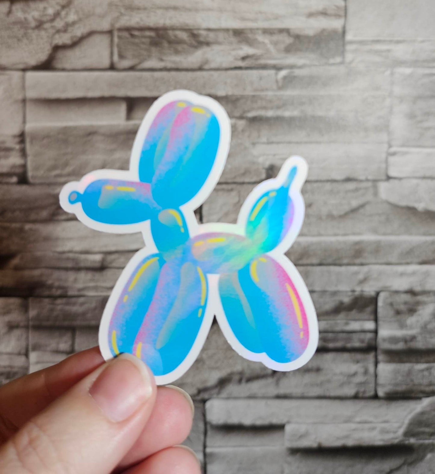 Holographic Balloon Dog Stickers - Perfect for decorating your water bottle or laptop. Waterproof.