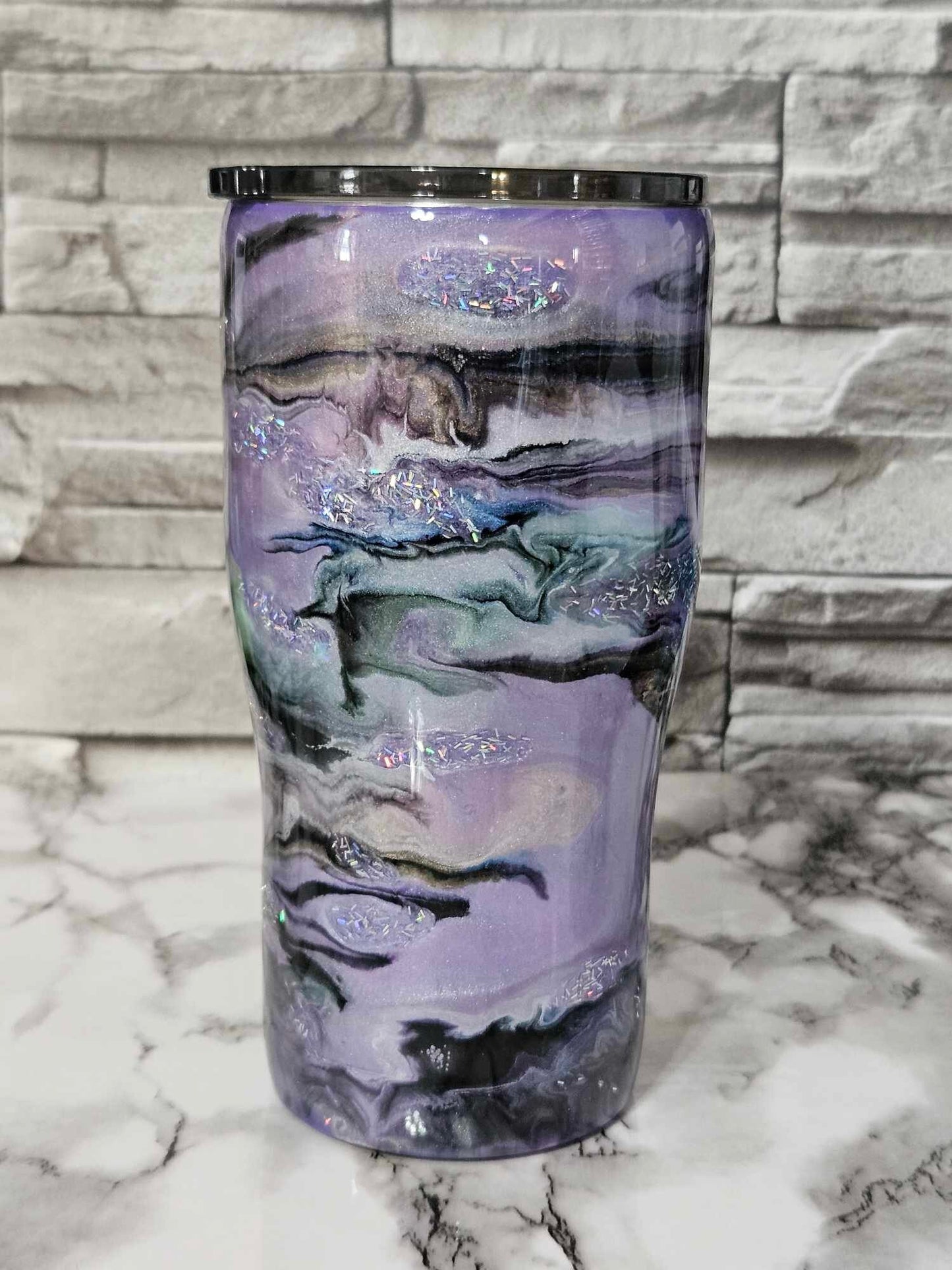 Ink Swirl Tumbler, Epoxy Sealed cup, Custom Ink Swirl Tumbler, Galaxy Tumbler, Custom Travel Mug