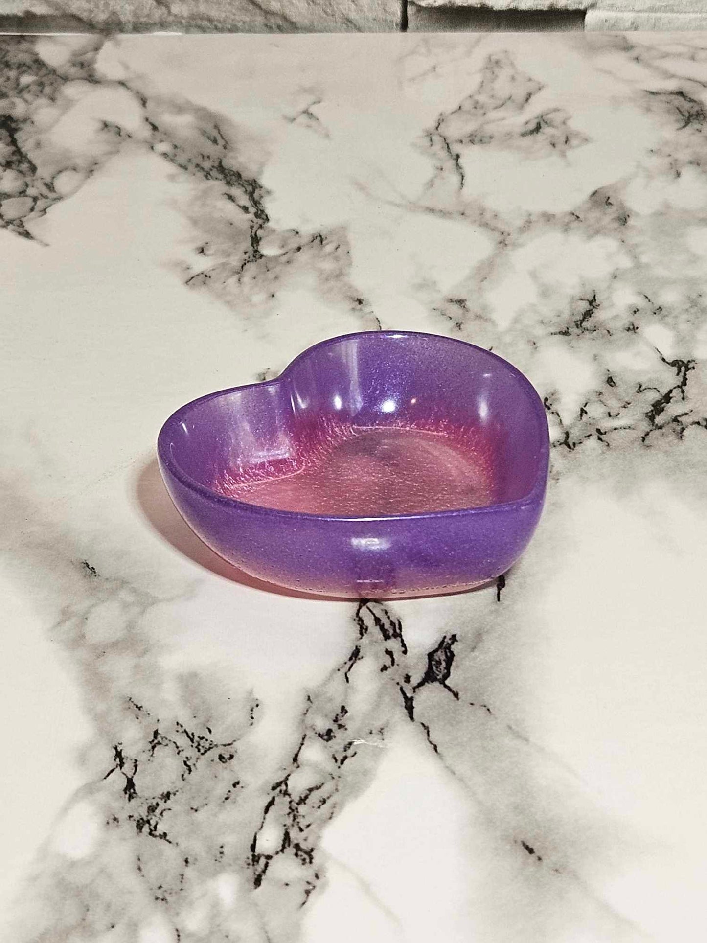 Purple and Pink Glitter Heart Jewelry Dish, Mother's Day, Gift