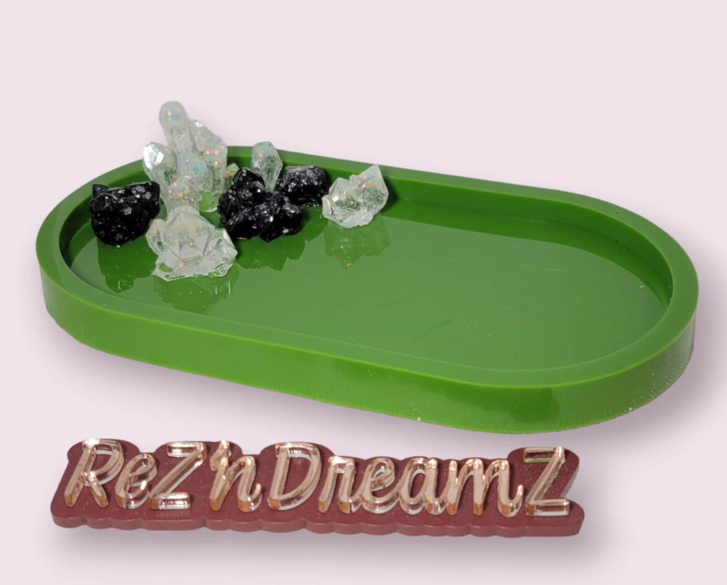Green Crystal Tray, Oval Jewelry Tray, Mother's Day, Gift