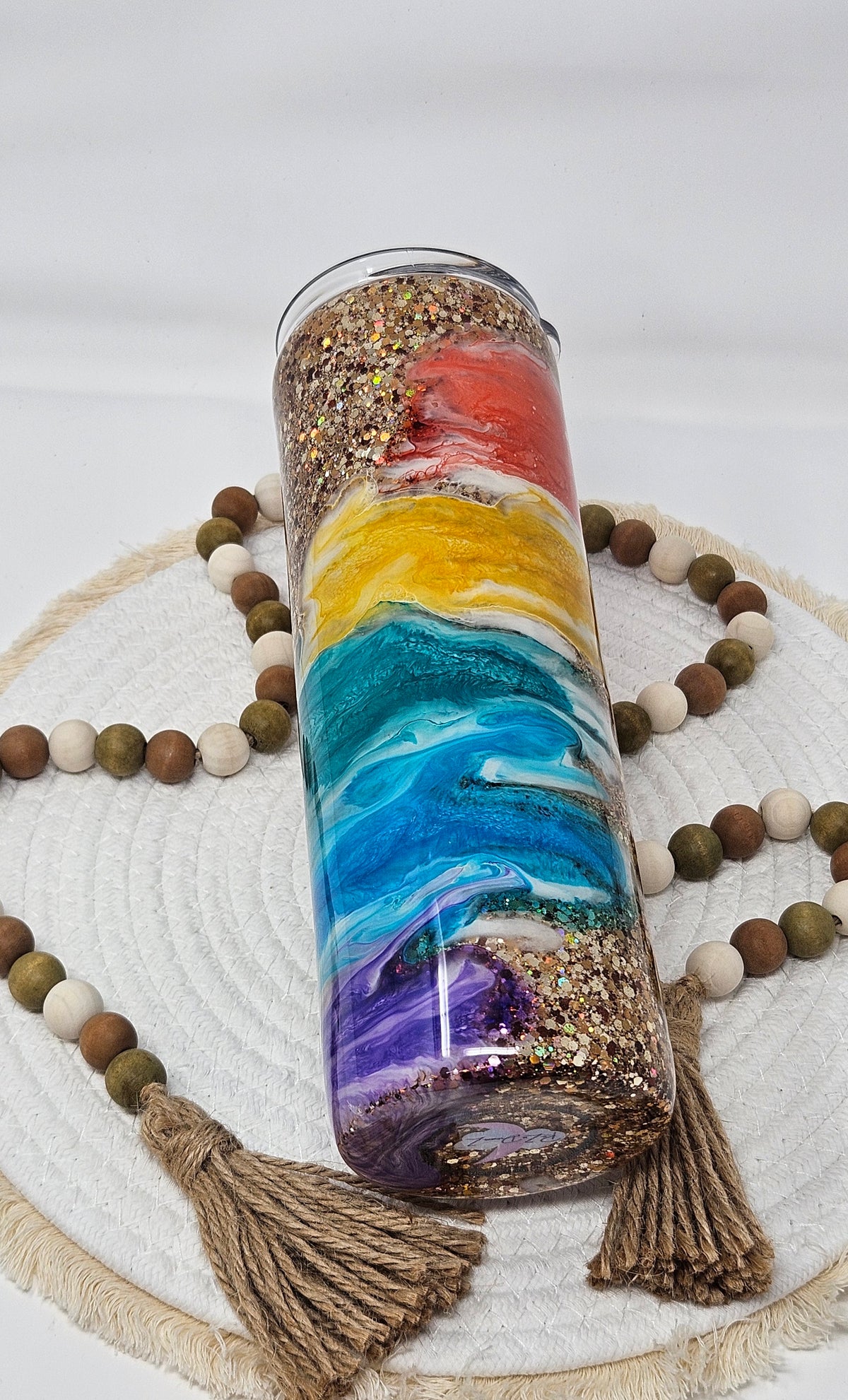 37-30oz Rainbow Ink Swirl Tumbler