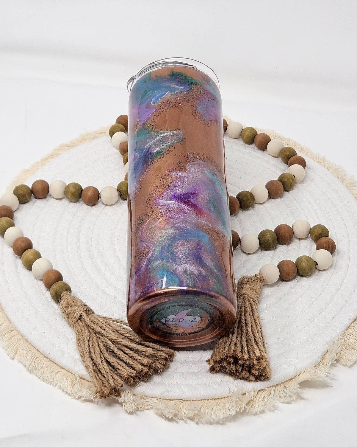 18-20oz Rose Gold Ink Swirl Tumbler